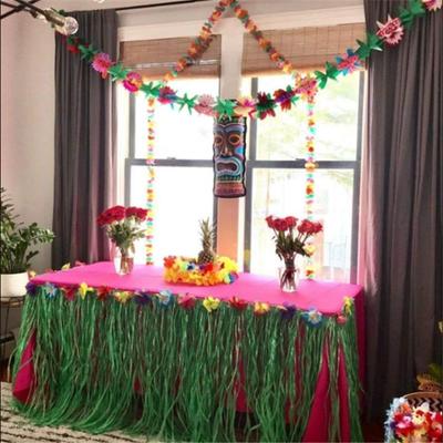 2 Pcs Tissue Flower Garland - 3m Long Tropical Multicolored Paper Flower Garland Banner for Hawaiian Luau Summer Tropical Birthday Wedding Party Decor