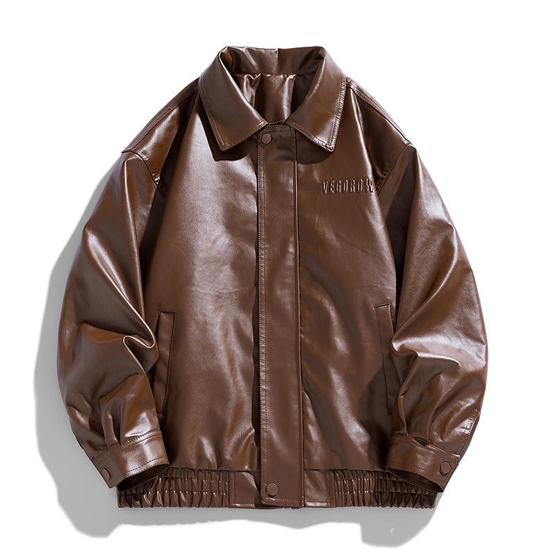 Men's PU Leather Stand Collar Motorcycle Jacket