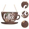 Coffee Bar Door Sign Decoration 2D Retro Style Ornament Cup Plaque Wall Hanging for