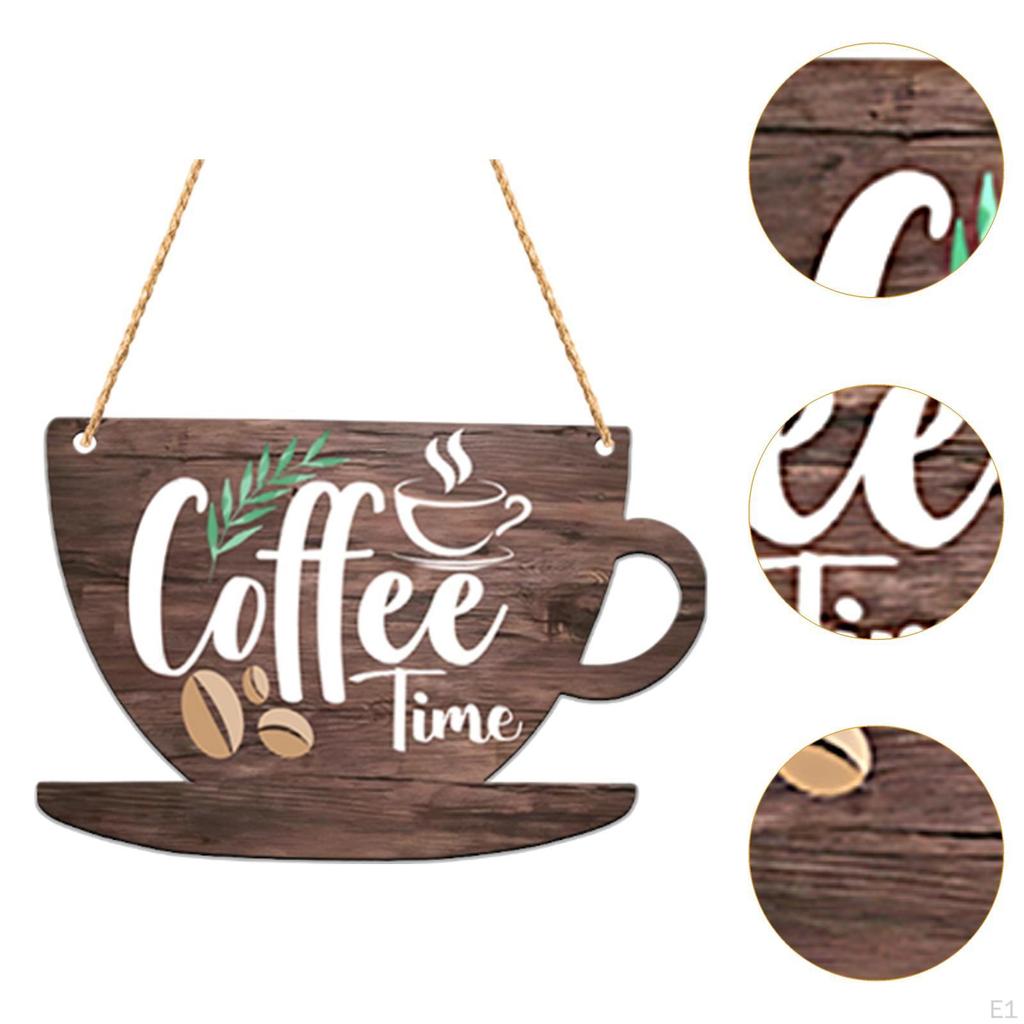 Coffee Bar Door Sign Decoration 2D Retro Style Ornament Cup Plaque Wall Hanging for