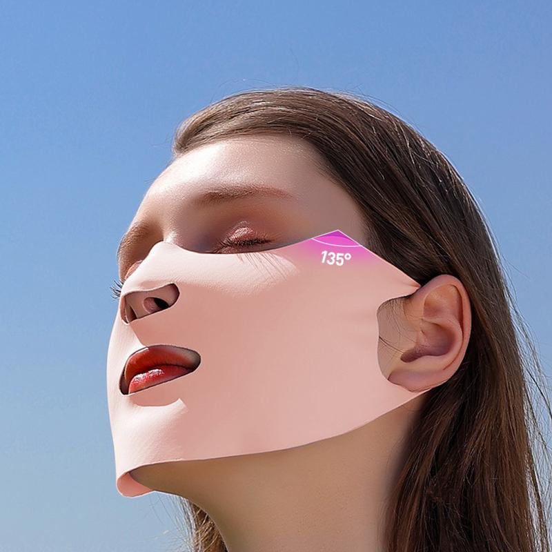 Outdoor Sports Sunscreen Facial Mask For Women Sun Uv Protection Breathable Ice Silk Face Veil Ear Hanging Face Cover Mask