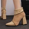 Fashion Autumn Winter Women's Shoes Vintage Pointed Toe High Heeled Chelsea Zipper Short Boots Heels Women Rivet Ankle Boots for Women