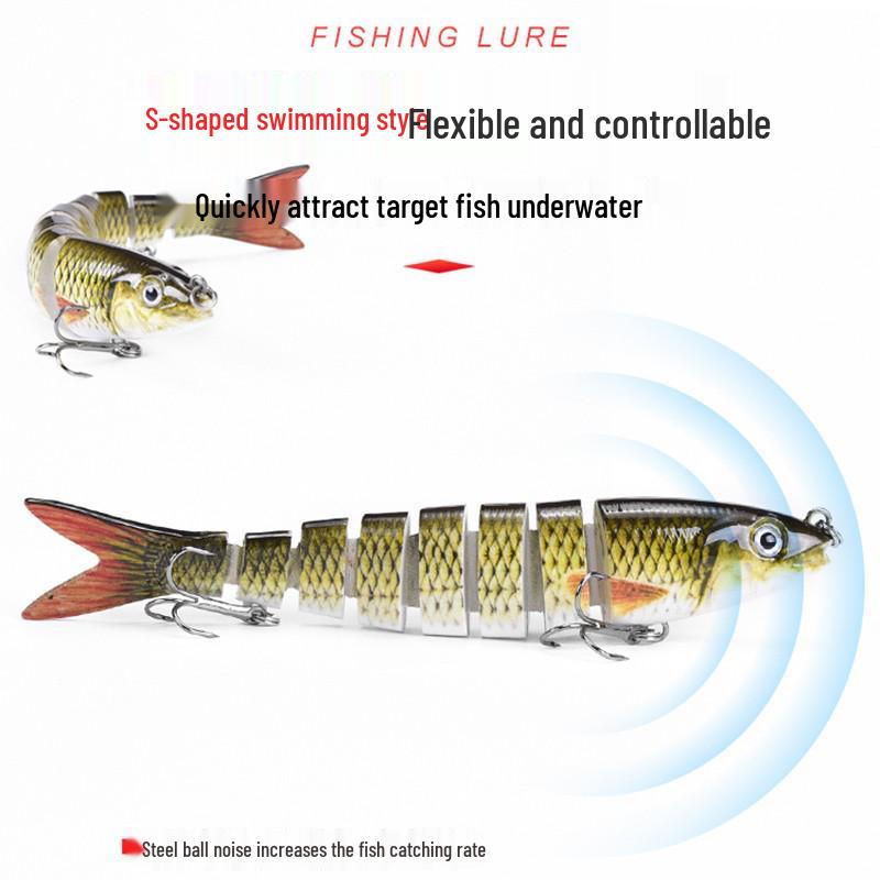 8-Section Multi-Jointed Lure, 13.5cm, Freshwater & Sea Fishing, Long Cast Hard Bait