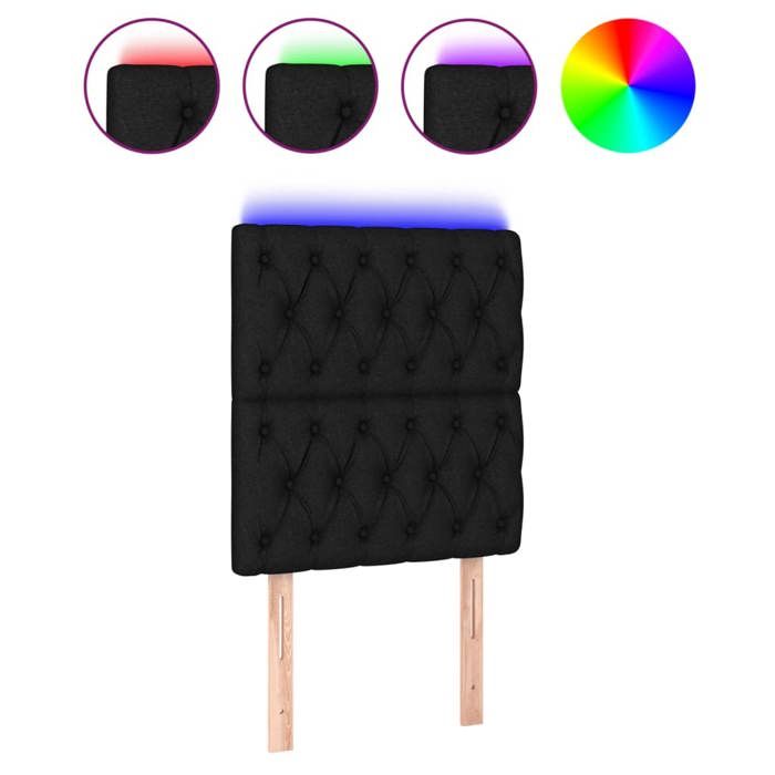 VidaXL Tête de Lit à LED Meuble de Chambre à Coucher Accessoire de Lit Simple Tête de Cadre de Lit Intérieur Noir 3122736