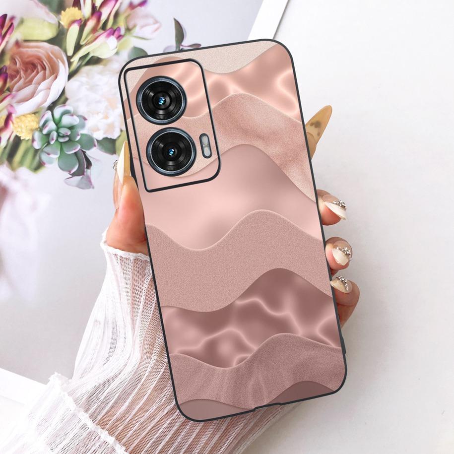 Hülle Für Motorola Edge 50 Fusion Cover XT2429-1 Beliebte Blume Weiche Schwarze Silikon Handyhüllen Für Motorola G96 5G MotoG96 Funda