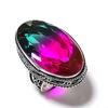 Natural Bi-Color Tourmaline Gemstone 925 Sterling Silver Ring Size 9 H5T98