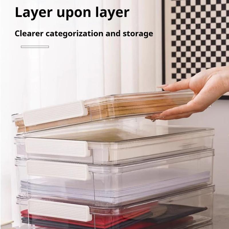 Paper Organizer Stackable Storage Box Transparent Desktop Storage Document Certificate Important Storage Box