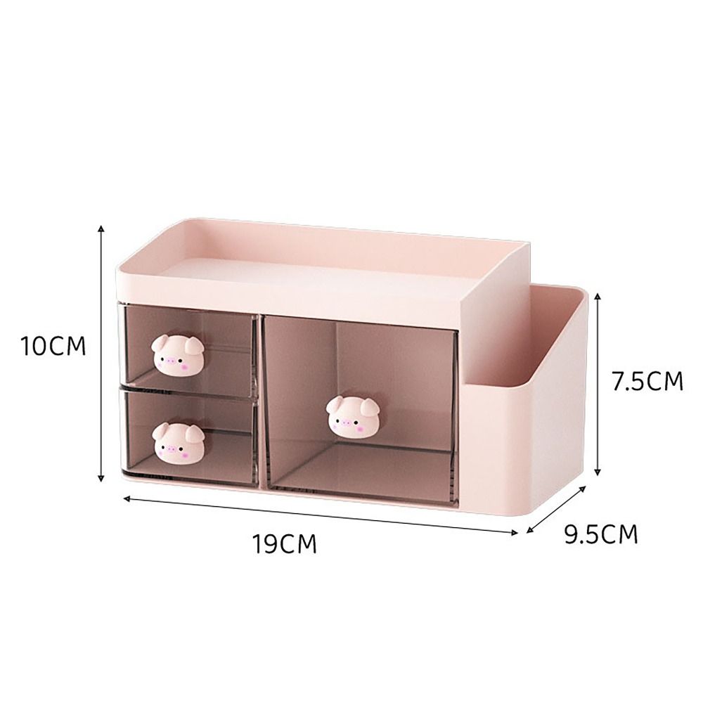 

Drawer Storage Box Large Capacity Makeup Organizer Cute Pen Holder Student рожевий