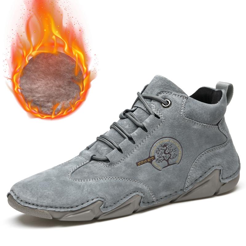 2024 new autumn and winter velvet cotton boots high top outdoor casual pigskin sports boots