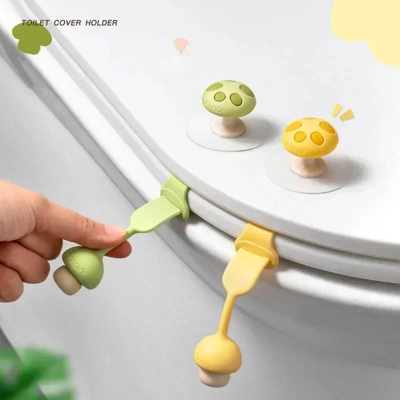 Mushroom Toilet Lid Lifter Tool Closestool Holder Ring Flapper Lifting Device Bathroom Sanitary Adjustable Toilet Seat Lid
