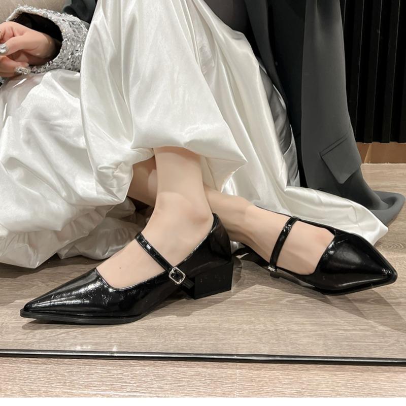 Fashion Mid Heels Women Pointed Toe Shoes 2025 New Autumn Shallow Chunky Shoes Fashion Buckle Pumps Elegant Party Dress Chaussures Femme