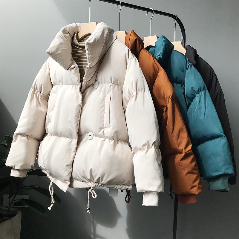 Women Autumn Winter Warm Down Parka Jacket Coats Short Thicken Stand Collar Pocket Solid S-L