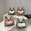 Trendy Summer 2024 Korean Style Plaid Tote Bag For Women With Chic Bow Detail