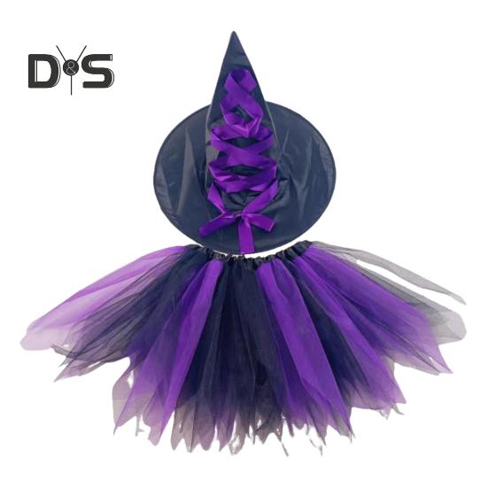 

Шифоновые юбки, комплект со шляпой, газовая тюлевая балетная юбка для взрослых и детей, плиссированная пышная юбка, сетчатый костюм на Хэллоуин с оборками фиолетовый