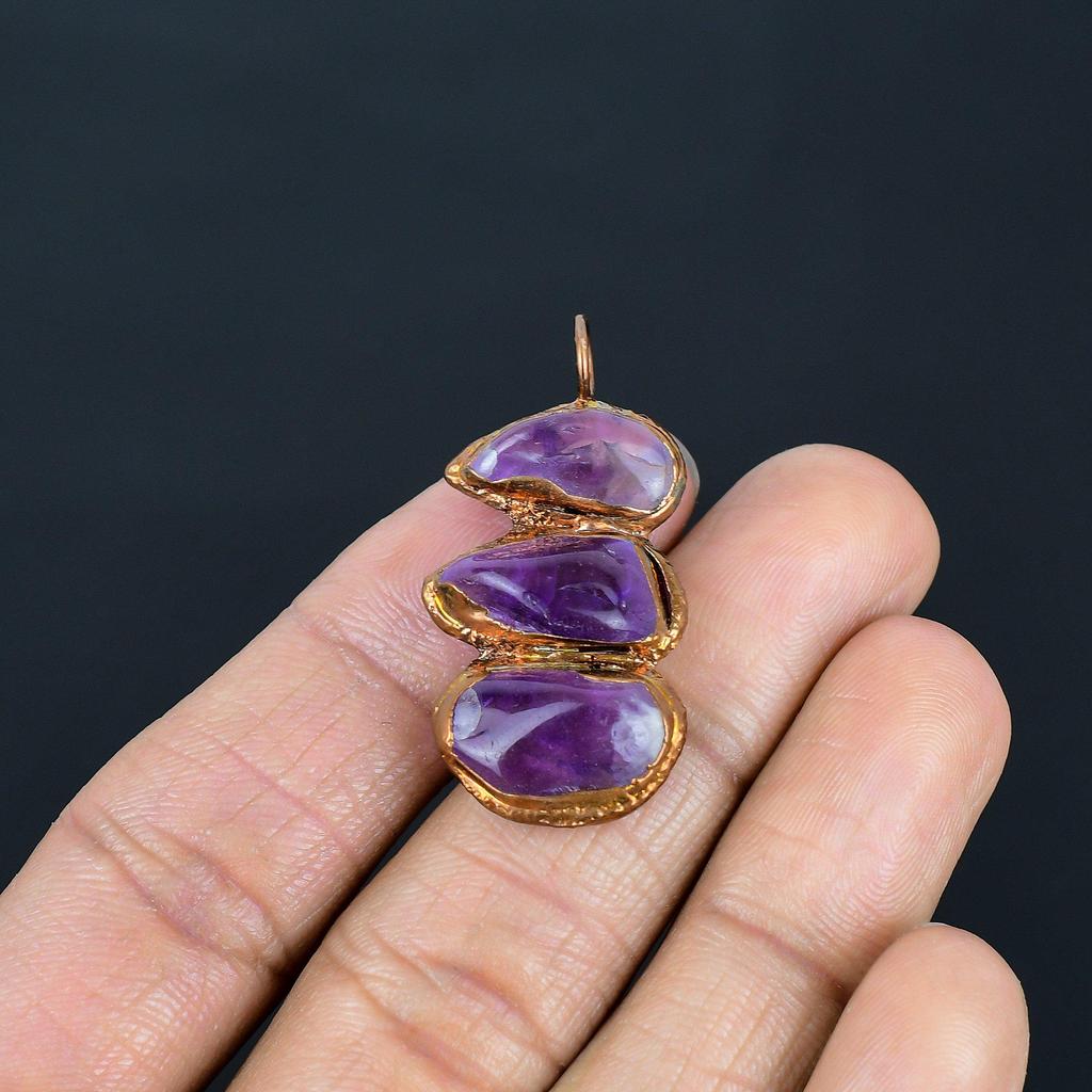Amethyst Pendant Gemstone Jewelry, Copper Electroformed Pendant, Gift For Women Handmade Pendant