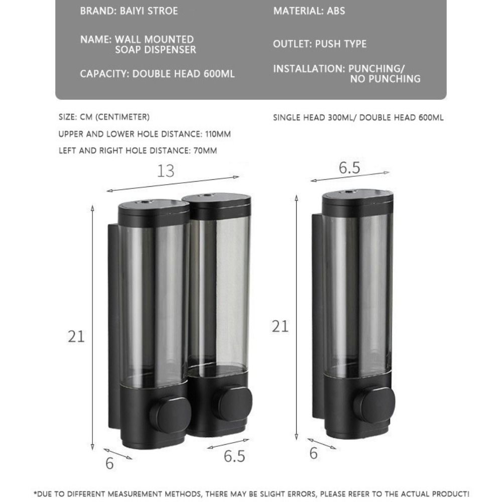 White Black Shampoo Gel Dispenser Wall-mounted Liquid Soap Container Manual Soap Dispenser  Hotel