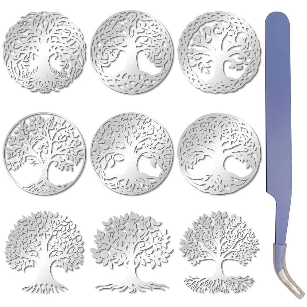 Nickel Metal Waterproof Self-Adhesive Picture Stickers Round Dot Cartoon Decals for Kid's Art Craft Snake 40x40mm 9 sheet/set