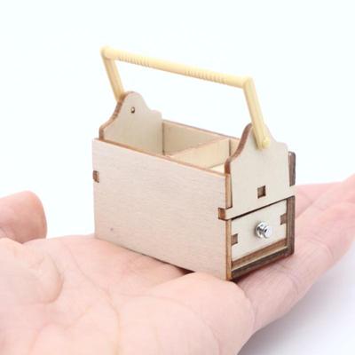 Caixa de Ferramentas de Madeira Miniatura 1/12 para Casa de Bonecas com Gaveta Caixa de Armazenamento para Casa de Bonecas Modelo Decoração de Oficina de Casa de Bonecas Brincadeira de Faz de Conta