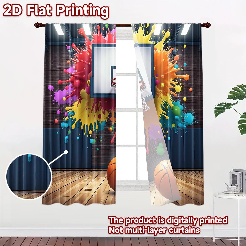 2D Flat Photography Backdrop Party Backdrop Colorful Basketball Explosion 100% Polyester Birthday Party Use for Bedroom