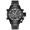 Men Big Brand Chronograph Watches Students Boys Fashion Stainless Steel Band Dual Time Multi-function Sports Wrist Watch Black