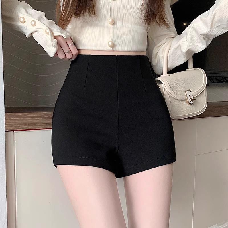 

Женские повседневные шорты белого цвета с высокой талией, лето 2024 г. — сексуальные, обтягивающие, прямые, обтягивающие живот 5XL чёрный