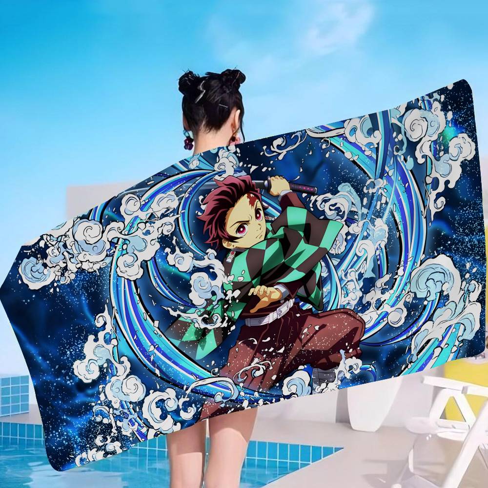 Demon Slayer Tanjiro Kamado Microfiber Beach Towel Absorbent Quick dry Soft Yoga Swimming Resort Mountain Climbing Towel