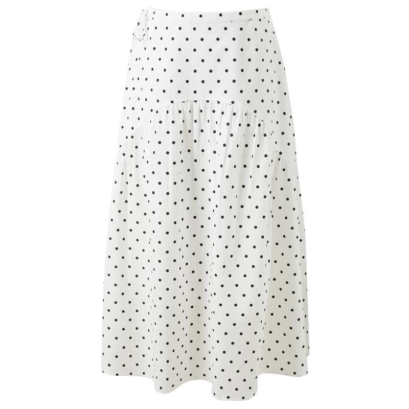 Chic Polka Dot A-Line Midi Skirt L
