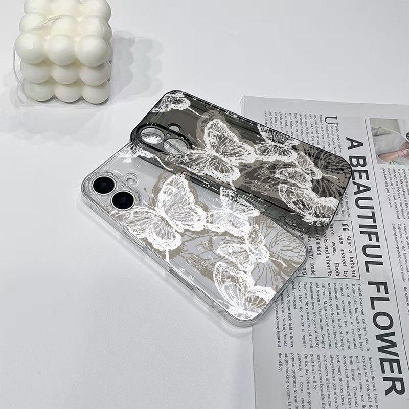 Butterfly Ink Painting Transparent Phone Case for Apple iPhone 13/14/15 Pro/16 Pro Max/17