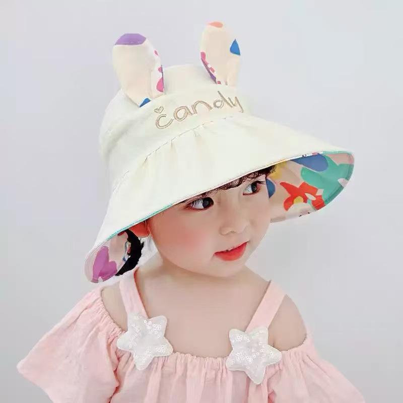 Girls  Double-Sided Wide-Brim UV Protection Summer Sun Hat Reversible (2-12 Years)