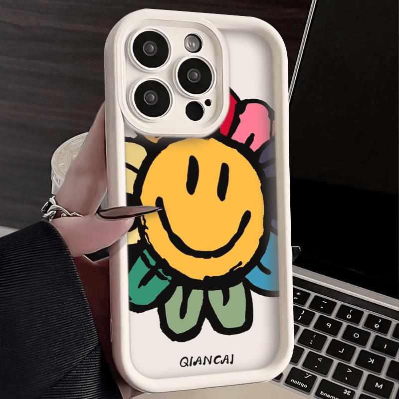 Color smiley face sunflower iPhone17Promax mobile phone case ladder suitable for Apple 16promax sky eye 15
