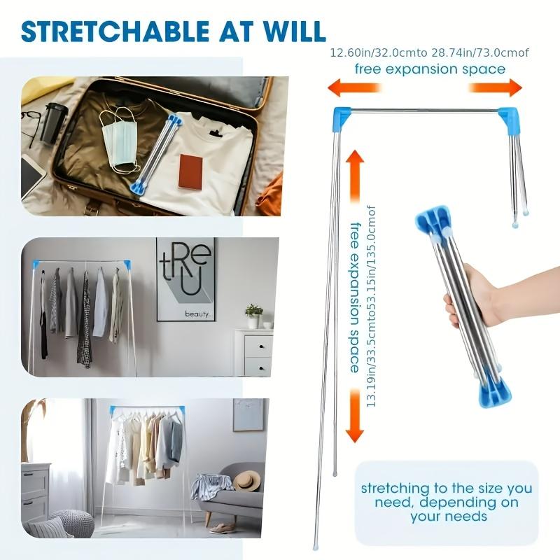 Multi-Functional Portable Clothes Hanger Extendable Foldable Metal Rack, Suitable for Home, Laundry, Camping, and Travel