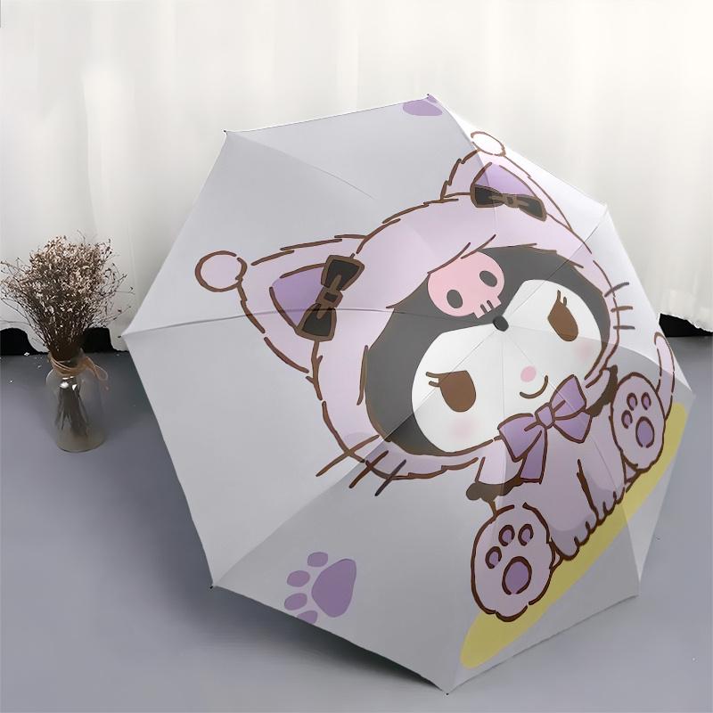 Kawaii, Cat Automatic Opening and Closing Parasol Compact Travel Umbrella with 8 Ribs for Women and Men Ideal Birthday/Christmas Gift, Outdo