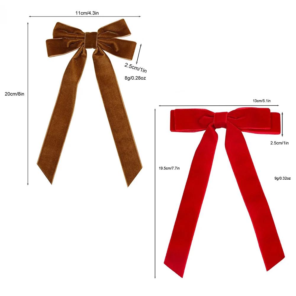 2Styles Velvet Bowknot Hair Clips for Women Elegant Sweat Double Bows Long Tassel Barrettes Hairpin Styling Korean Accessories