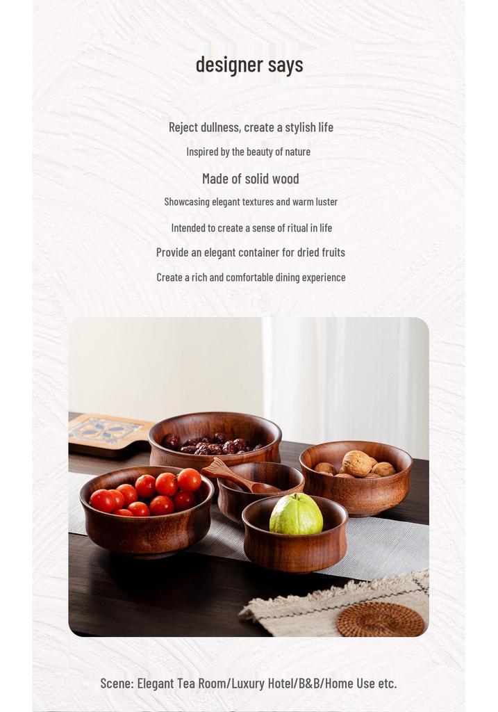 Tibetan Style Round Walnut Wood Bowl for Tea, Soup, or Rice