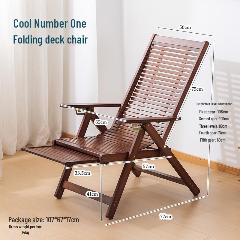 Premium Widened Bamboo Folding Lounge Chair for Home & Outdoor Use - Reinforced & Cool for Summer Relaxation