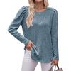 Women's Winter Tops Long Sleeve T-Shirt Round Neck Solid Color Fashion Button Tops