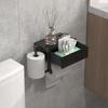 Black wall mounted toilet paper holder with shelf no drilling required drawer style tissue box essential bathroom organizer
