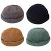 Brimless Corduroy Hat with Adjustable Vintage Beanie Sailor Hat Docker Cap Trend