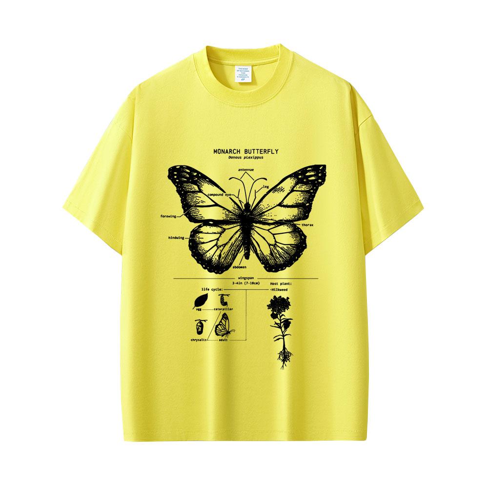 Monarchfalter Anatomie Grafik T-Shirt Herren Damen Lässig Oversized Lustiges T-Shirt Unisex Mode Vintage Kurzarm T-Shirts