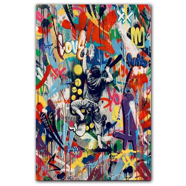 Abstract Color Graffiti Art Banksy Ballet Dancer Poster Canvas Painting Living Room Study Corridor Home Decoration Mural