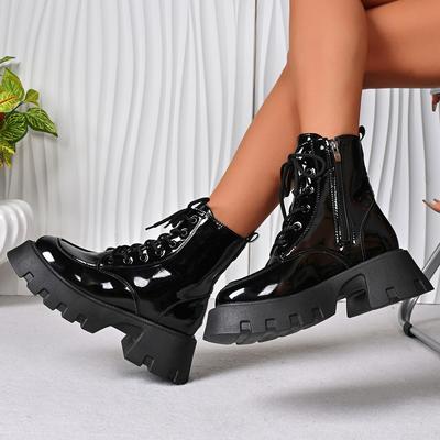 Modische und bequeme Damenstiefel mit Mittelsohle Herbst Winter Runde Zehenpartie Lässig Dicke Sohle Bequeme Ritterstiefel