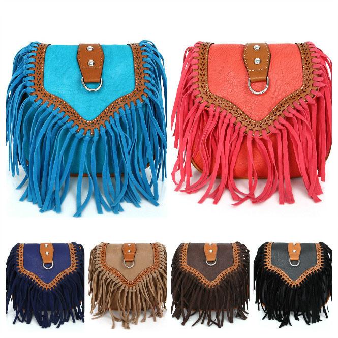 Elegant Bohemian Tassel Crossbody Bag For Women Stylish Vintage Pu Shoulder Bag