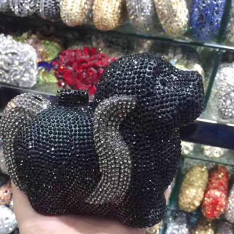 Puppy  Diamond Evening Bag Dog Crystal Handbag Rhinestone Bags Wedding Bridal Purse Luxury Crystal Clutches Women Party Purses