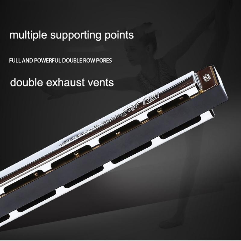 Guoguang Tremolo Harmonica 24 Hole Key C Blues Harp Mouth Organ for Beginner Kit with Case