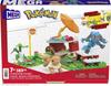 MEGA Pokémon Abenteuerwelt Hügel-Picknick mit Evoli und Riolu - Sonnenschirm und Tischset - [163-teiliges Baustein-Set] [Ab 7 Jahren] HDL80