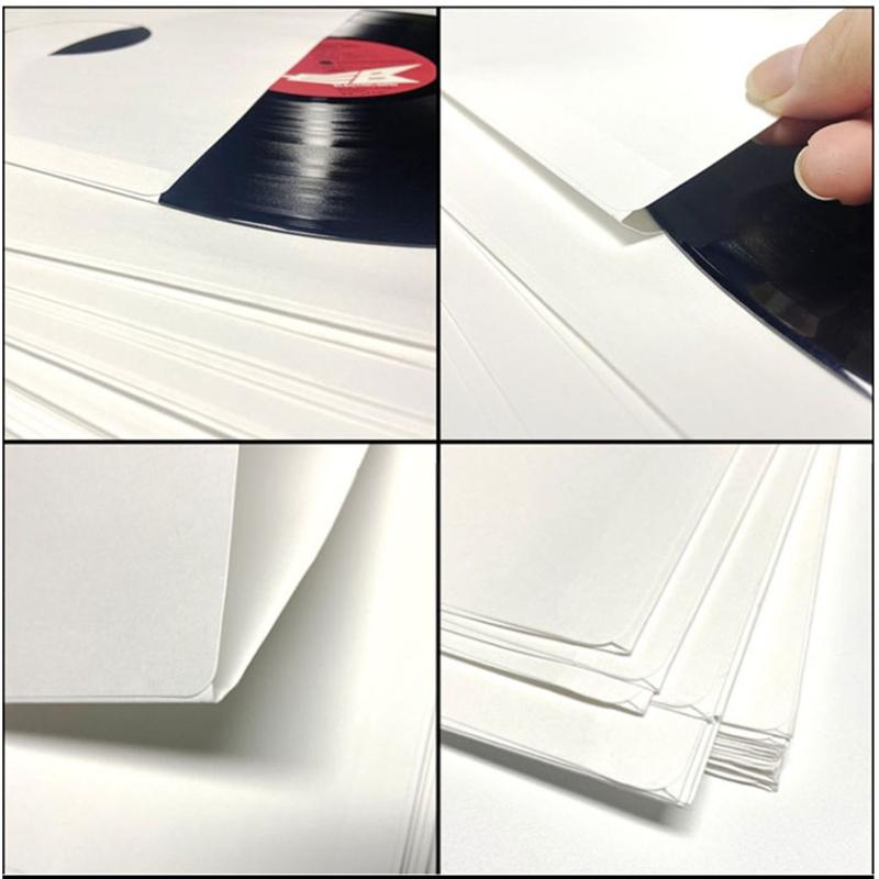 10Pcs 7/10/12 Inch Vinyl Record Inner Sleeves Anti-Static White Kraft Paper Record Inner Bag Protectors Rounded Corne With Hole