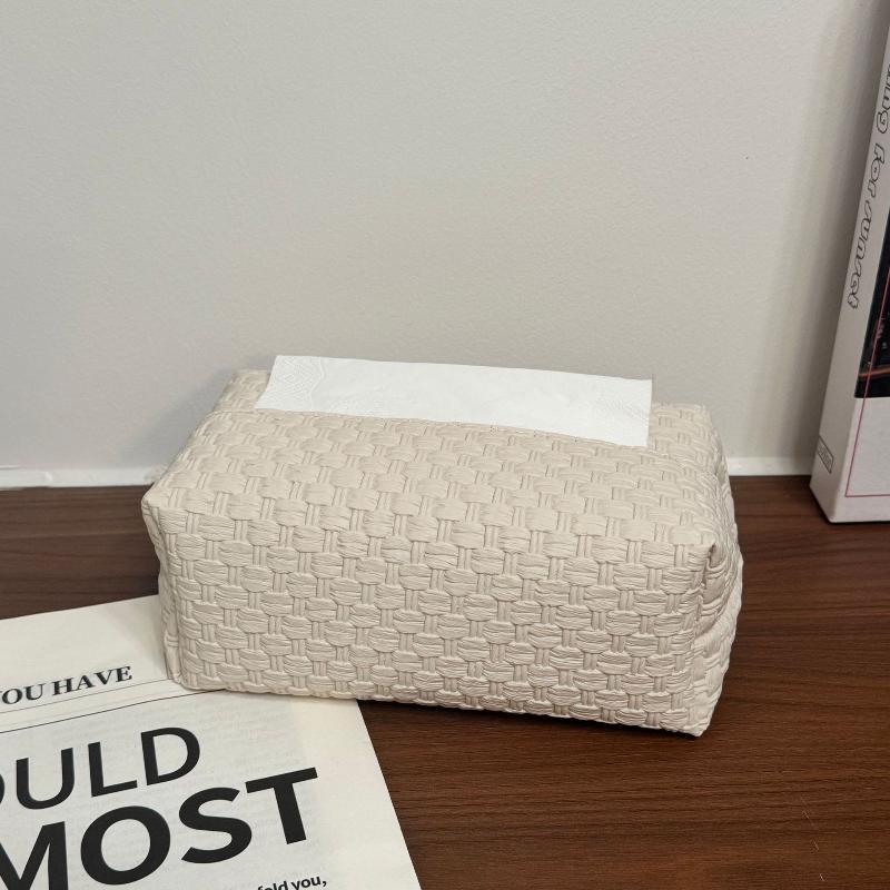 Decorative Vine Pattern Waterproof Leather Tissue Box with Drawer Practical Napkin Storage Organizer for Household Daily Use