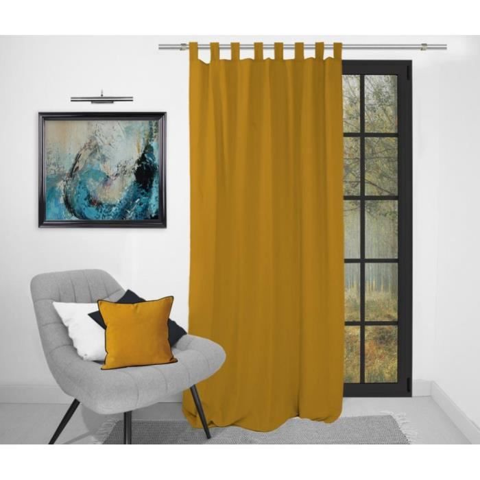Washed Microfiber Tab Curtain 135X250 Cm BOHEME Mustard, by Soleil d'Ocre