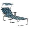 vidaXL Sun Lounger with Sun Canopy Steel Leaf Pattern