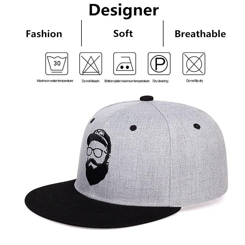 Unisex Bearded Old Man Embroidery Hip-Hop Hats Outdoor Adjustable Casual Baseball Caps Sunscreen Hat